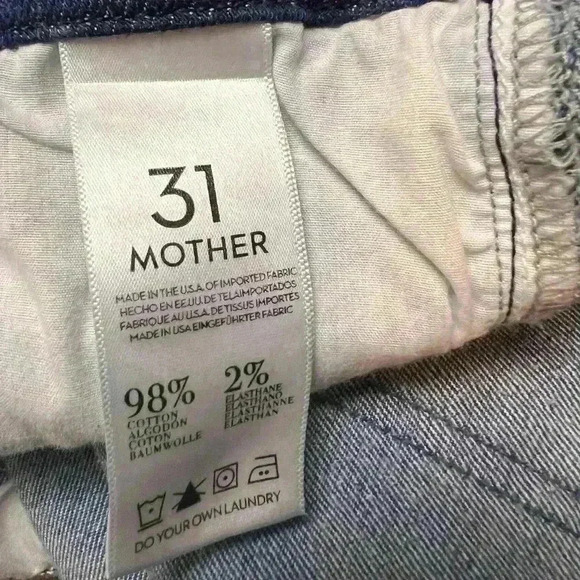 Mother Colorblock Looker Geometric Lies Denim Size 31 - Picture 9 of 10